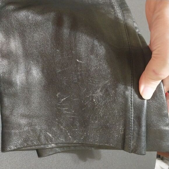 VTG Gap leather pants Women 4 black bootcut 28x31 Biker Motorcycle Gothic Y2K - Picture 8 of 12